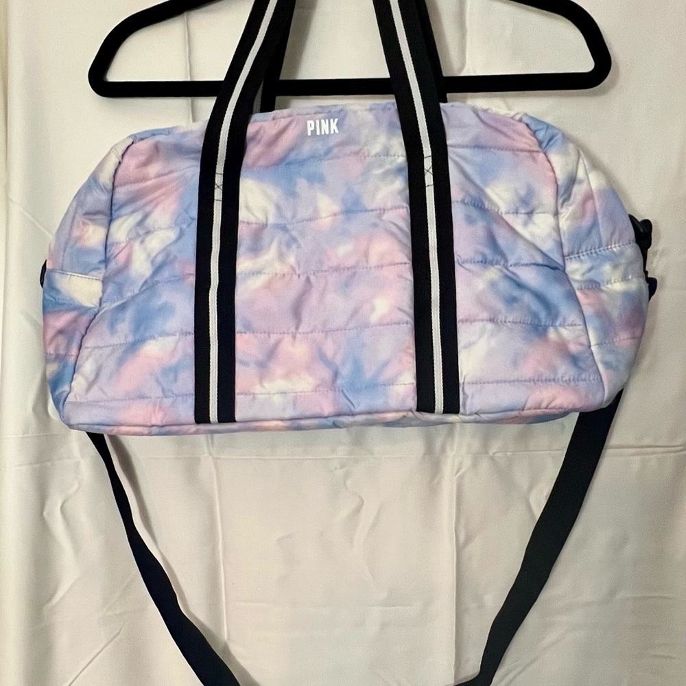 NWOT PINK Victoria's Secret Pink and Blue Watercolor Tie-Dye Duffle Bag